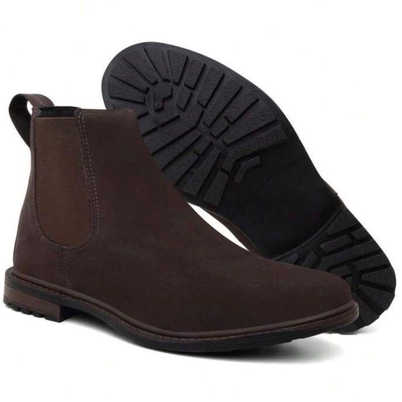 Bota coturno botina masculina em couro camurça marrom e preta 37 ao 44 conforto confortoextremo