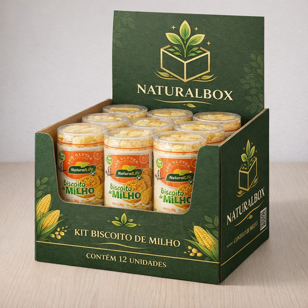 KIT C/12 Biscoito de Milho 80g Natural Life Sem Sal – Zero Glúten | Atacado