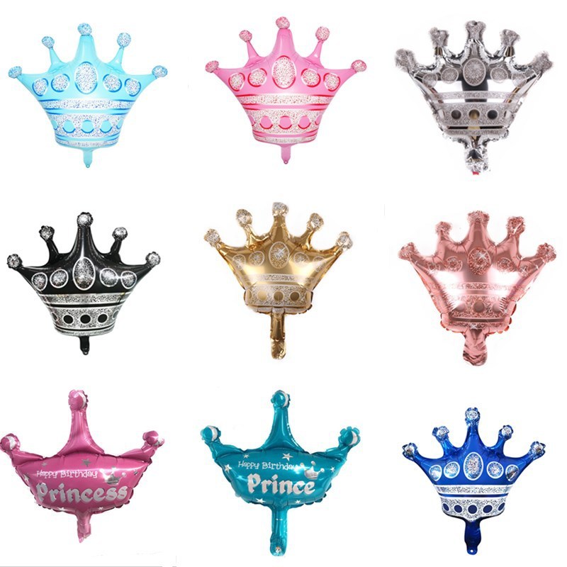 Kit Balão Metalizado Coroa Mini Coroa Princesa Coroa Príncipe Decoração Festa Aniversário Dia das Crianças