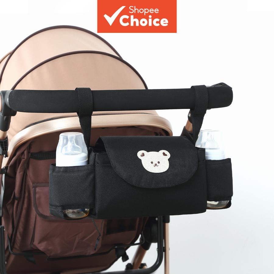  Bolsa suspensa para carrinho de bebê, organizador e cesto de armazenamento para carrinhos, bolsa porta-garrafas para