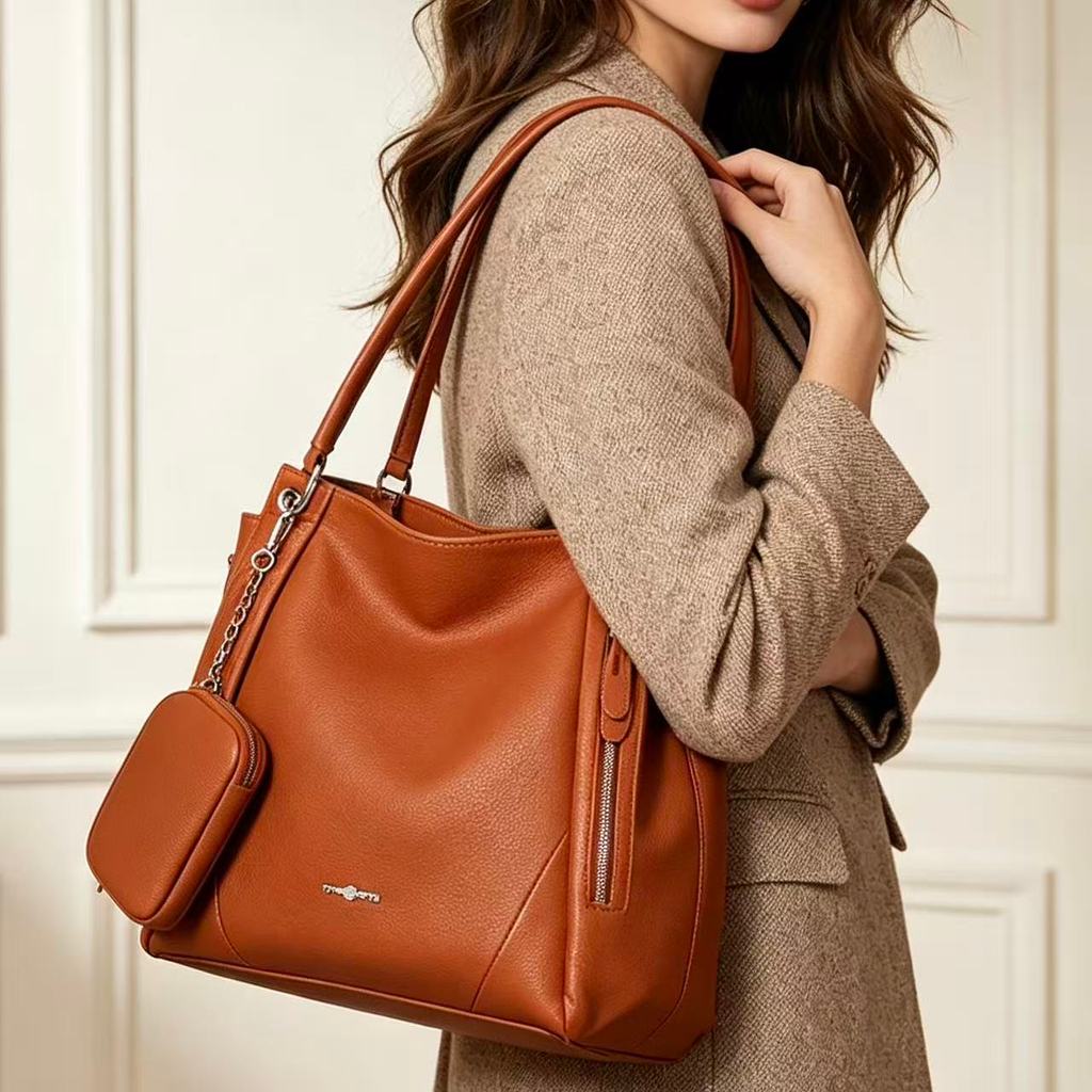Bolsa Mochila Feminina Grande De Ombro Com Alça Transversal De Couro PU TM9034 JZ