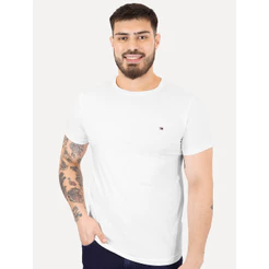 Camiseta Tommy Hilfiger Original Masculina Slim Fit Essential Stretch Branca