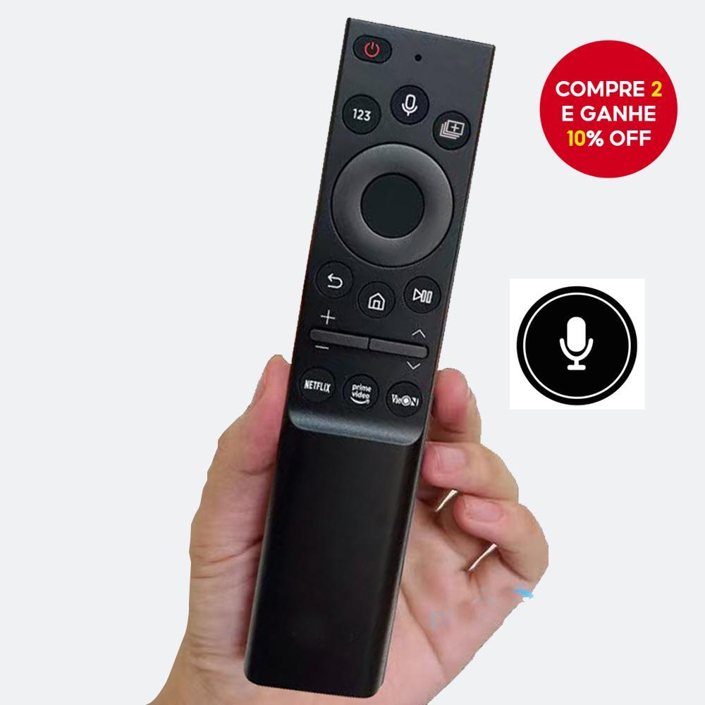 Controle Remoto para TV Samsung Smart LCD com Teclas Rápidas de Aplicativos e Função de Microfone