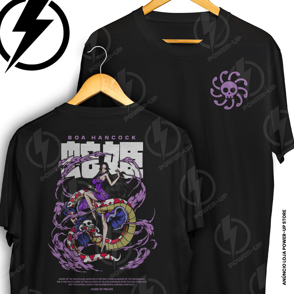 Camiseta One Piece Boa Hancock Anime Manga Frente E Verso Blusa Camisa 100% Algodão