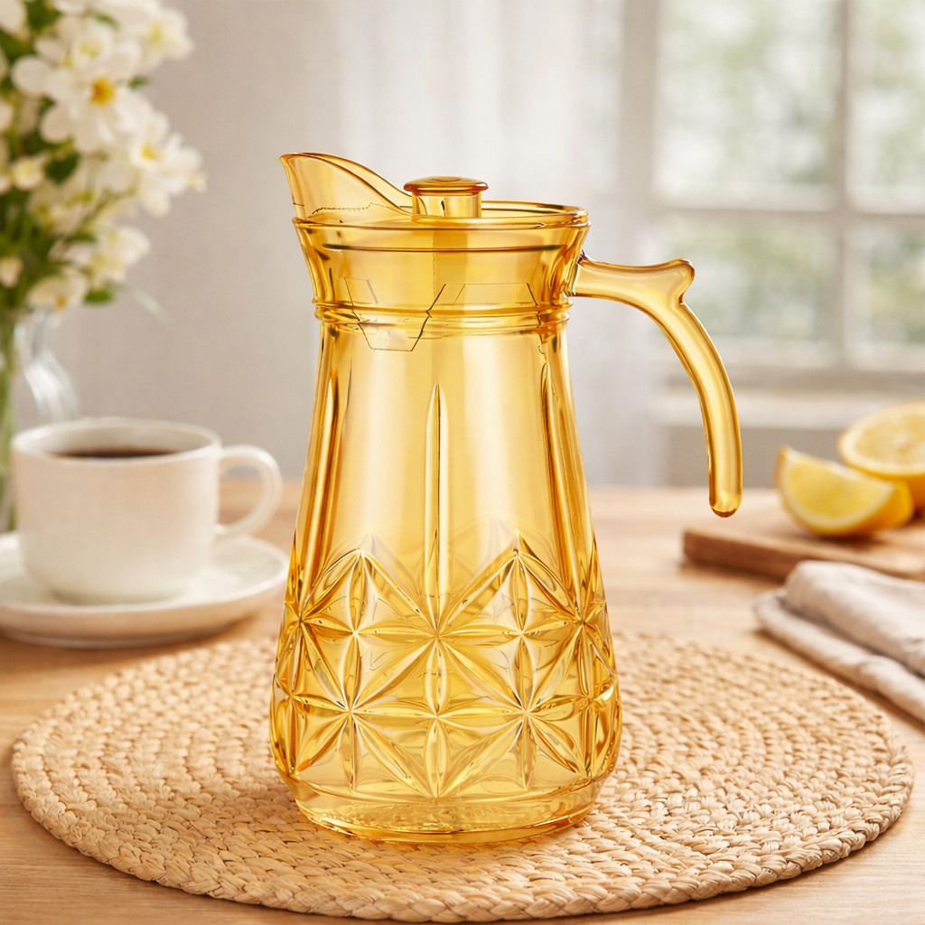 Jarra Dourada em Cristal Elegante Stellar 1,8L com Tampa Acrílica