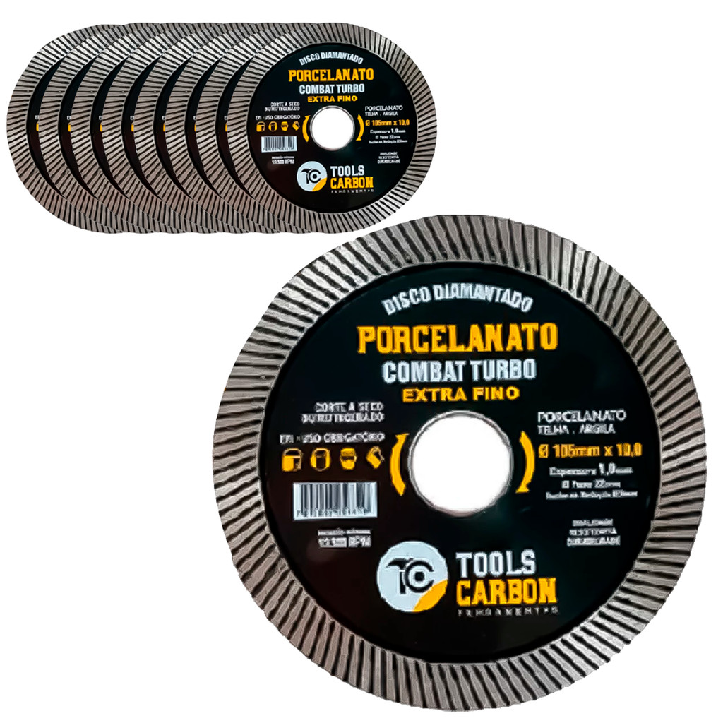 Kit 10 Disco Diamantado Porcelanato Combat Turbo Extra Fino Corte Seco Refrigera