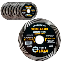 Kit 10 Disco Diamantado Porcelanato Combat Turbo Extra Fino Corte Seco Refrigerado Cerâmica 115mm