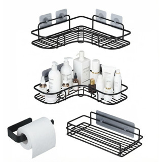4/3/2/1 Prateleiras Suportes De Banheiro Para Parede Cozinha Com Alto Adesivos Porta Shampoo Rack em Oferta na Shopee