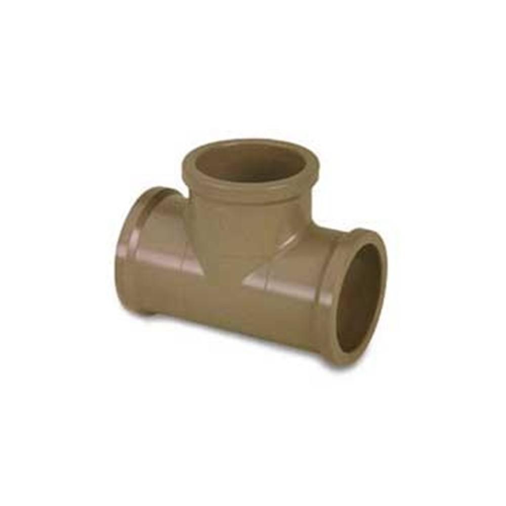 Kit c/5 Tê Soldável 25mm Marrom Fortlev Conexão PVC Soldável para Tubulação de Água Fria