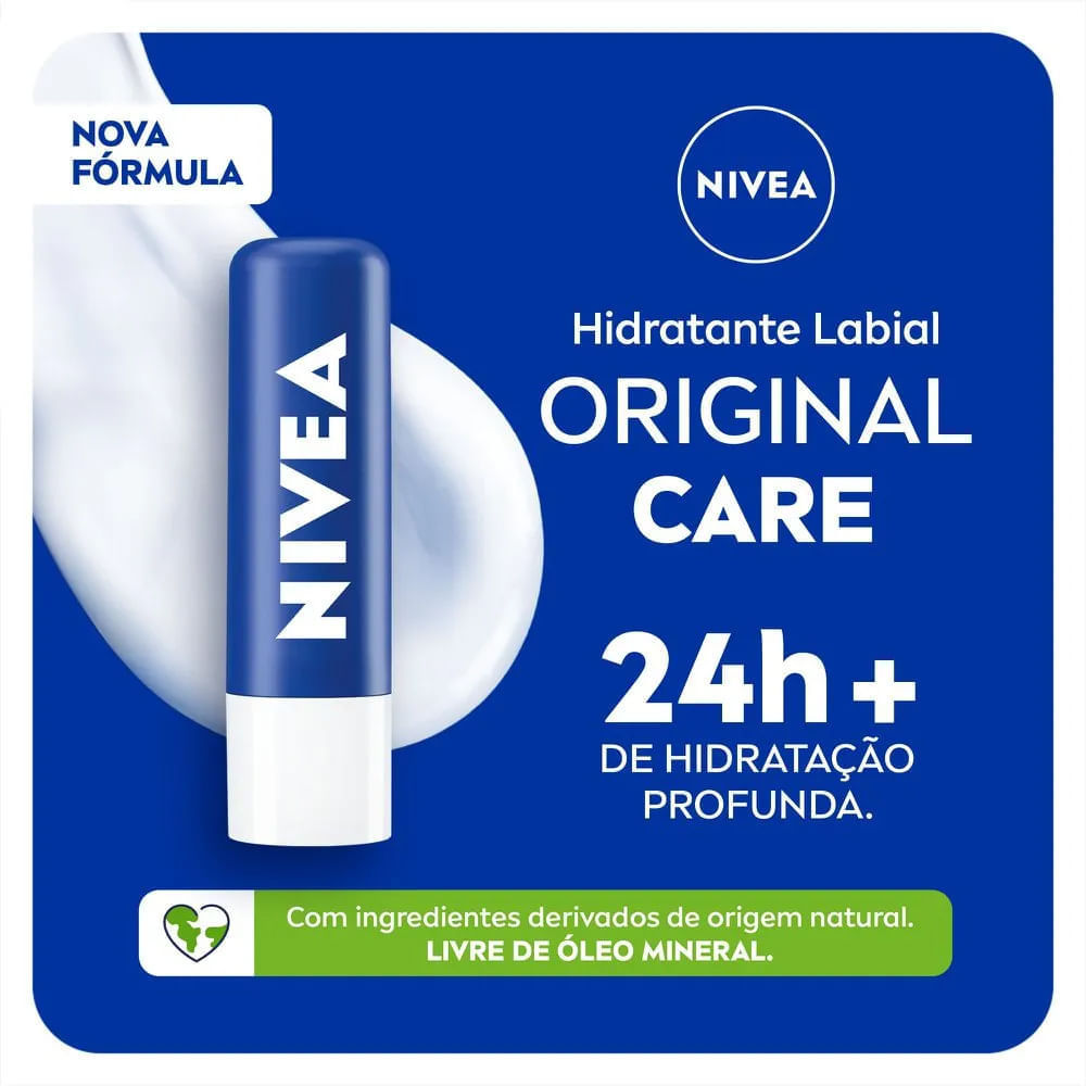 Detalhes do Kit Nivea Hidratante Corporal Nivea Milk 400ml + Hidratante Labial Original Care 4,8g