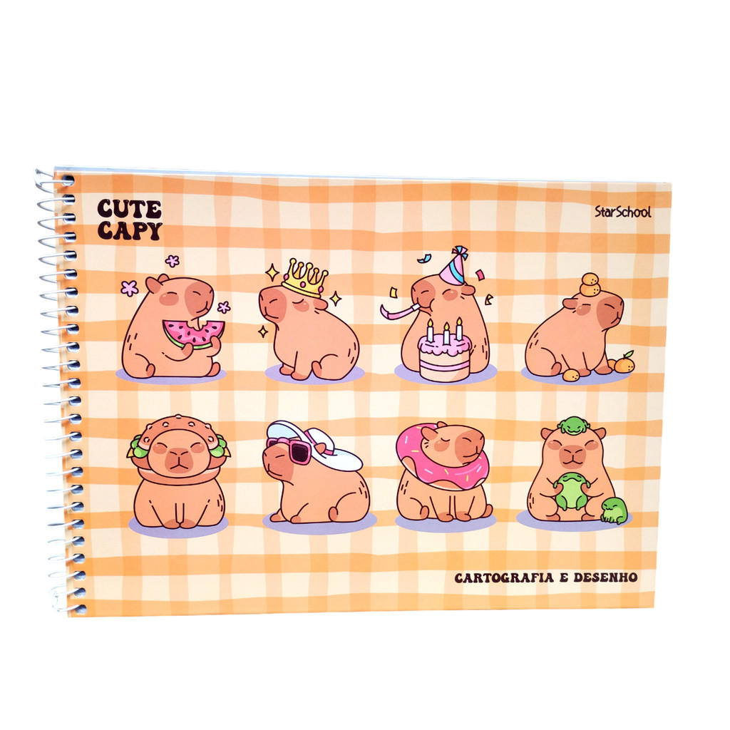 Caderno de Cartografia e Desenho Capivara Cute Capy 80fls Capa Dura em Oferta na Shopee