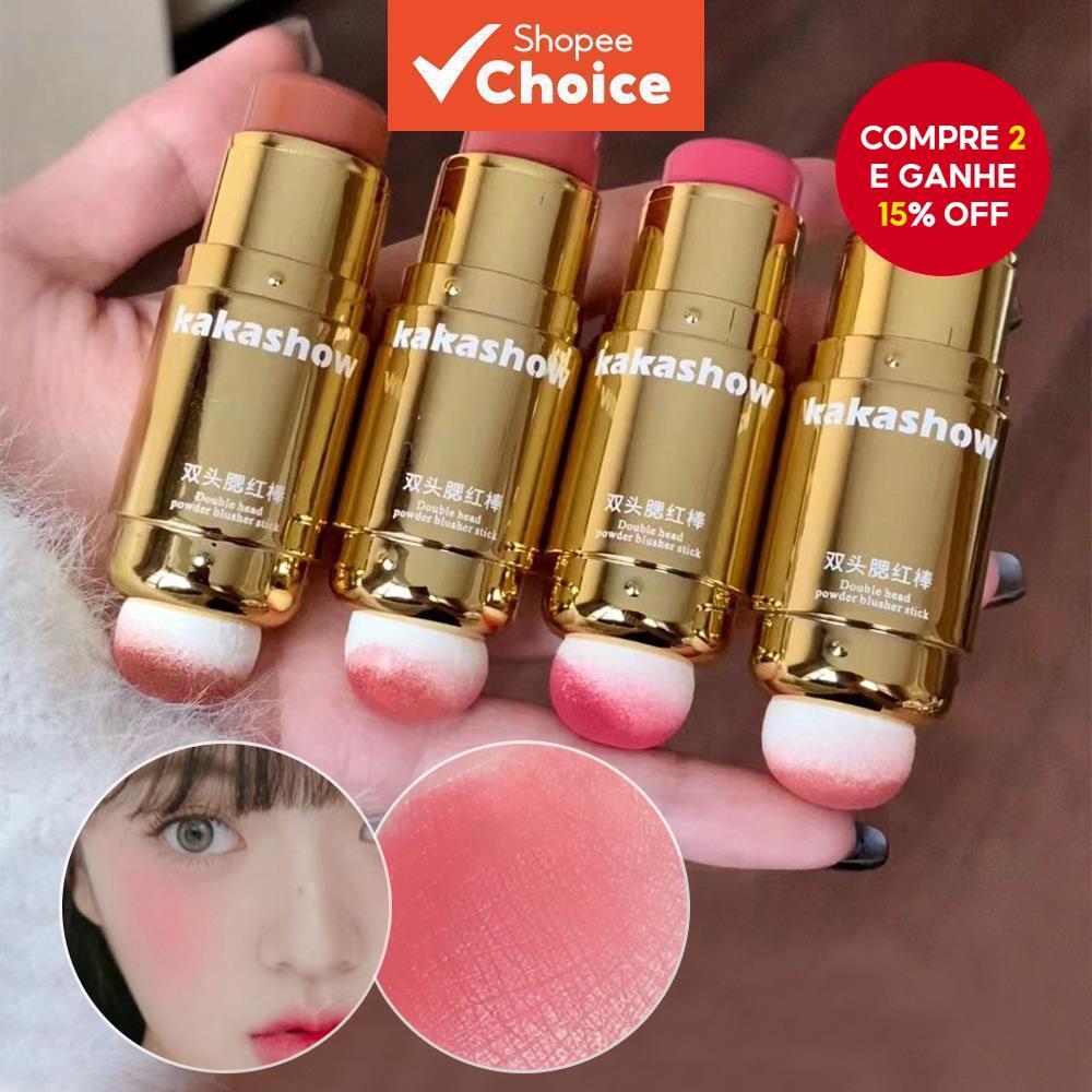 Kakashow Blush Stick De Cabeça Dupla Baixa Saturação Creme Coreano Blusher