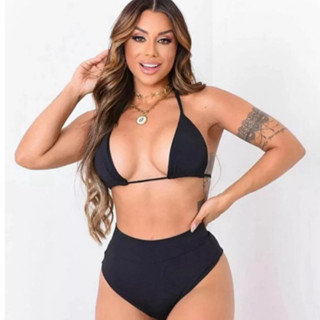 Biquíni Cortininha Cintura Alta Hot Pant Bikini Premium Com Bojo Removível Disfarça Barriga em Oferta na Shopee