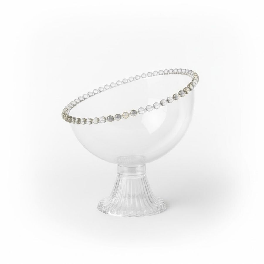 Taça Inclinada Esfera Acrílica Durável Redonda - Transparente - 18x16x17cm - 1 unidade - Rizzo