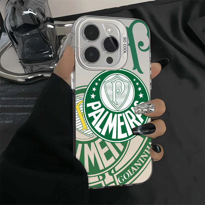 Transparente TPU Anti Caso De Telefone Tempo Palmeiras iPhone 17 16 pro max 11 12 13 14 15 plus
