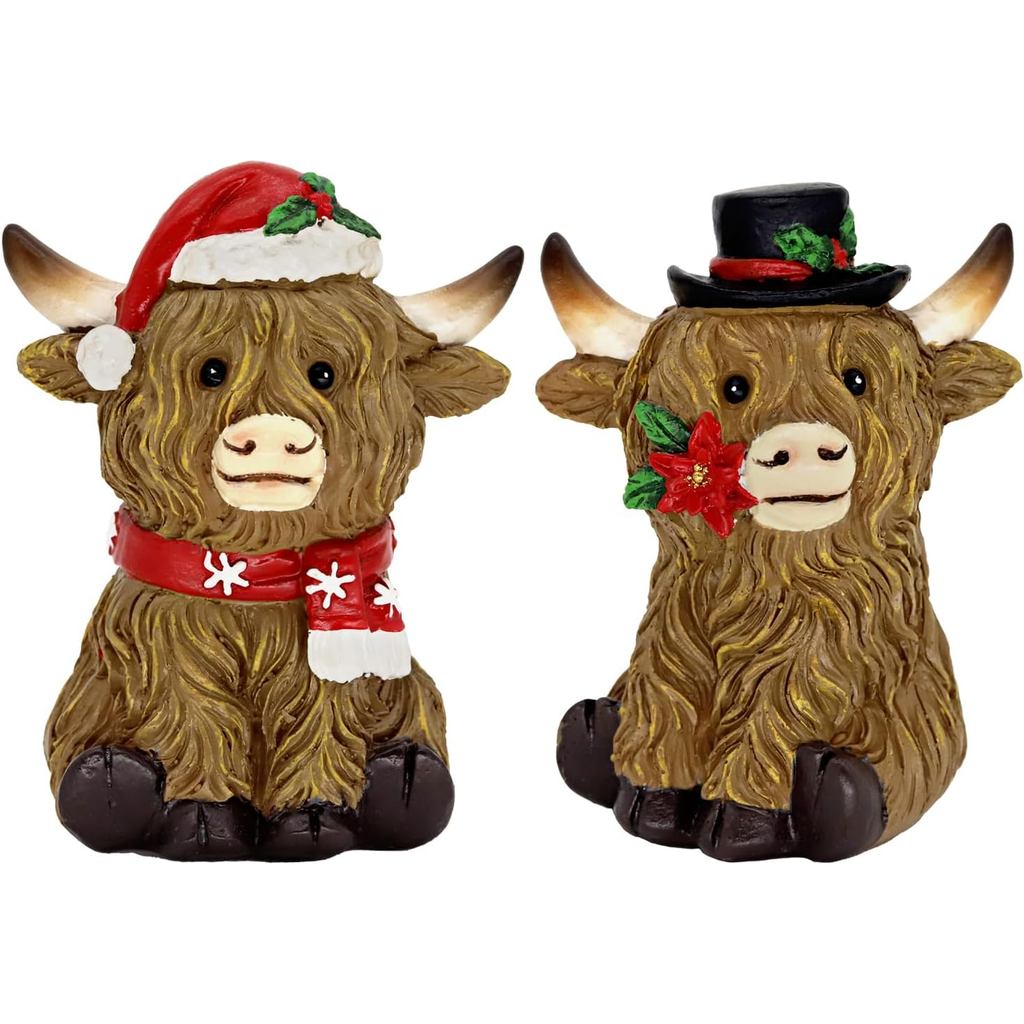 Decoração de Natal com Vaca Highland CRCZK, Decorações de Natal para Interior/Exterior, Decorações de Centro de Mesa Est