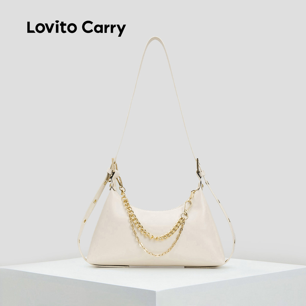 (Lovito Carry)Bolsa de Ombro Pequena Casual com Estampa de Corrente e Grande Capacidade LFAR10011 em Oferta na Shopee