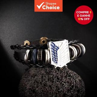 Couro Moda Masculina Ataque De Aço Inoxidável Em Pulseira Titan/Acessórios Para Jóias De Festa em Oferta na Shopee