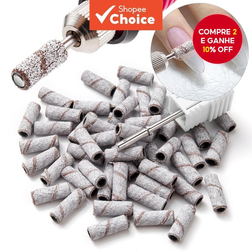 50 peças/embalagem bandas de lixa para unhas mini de 3mm 3/32 brocas para furadeira de unhas removedor de pele morta