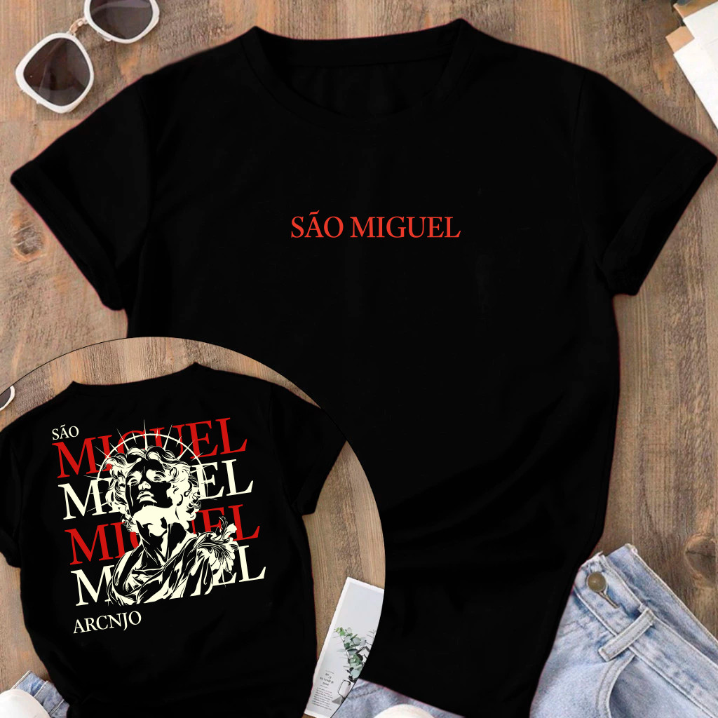Camiseta Tradicional São Miguel Arcanjo Protetor Blusa Jesus  Religiosa 100% Algodão Unissex