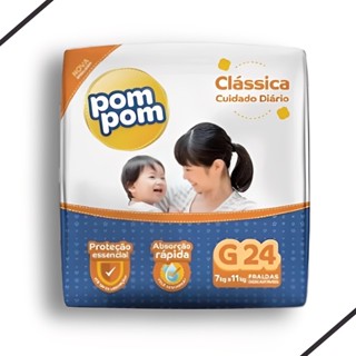 Fralda Descartável Pom Pom Clássica Jumbo Tamanho G - 24 Unidades em Oferta na Shopee