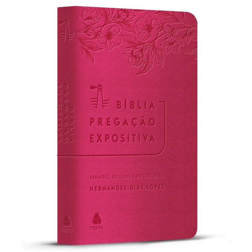 Bíblia Pregação Expositiva | RA | PU luxo rosa Flores Livro AM