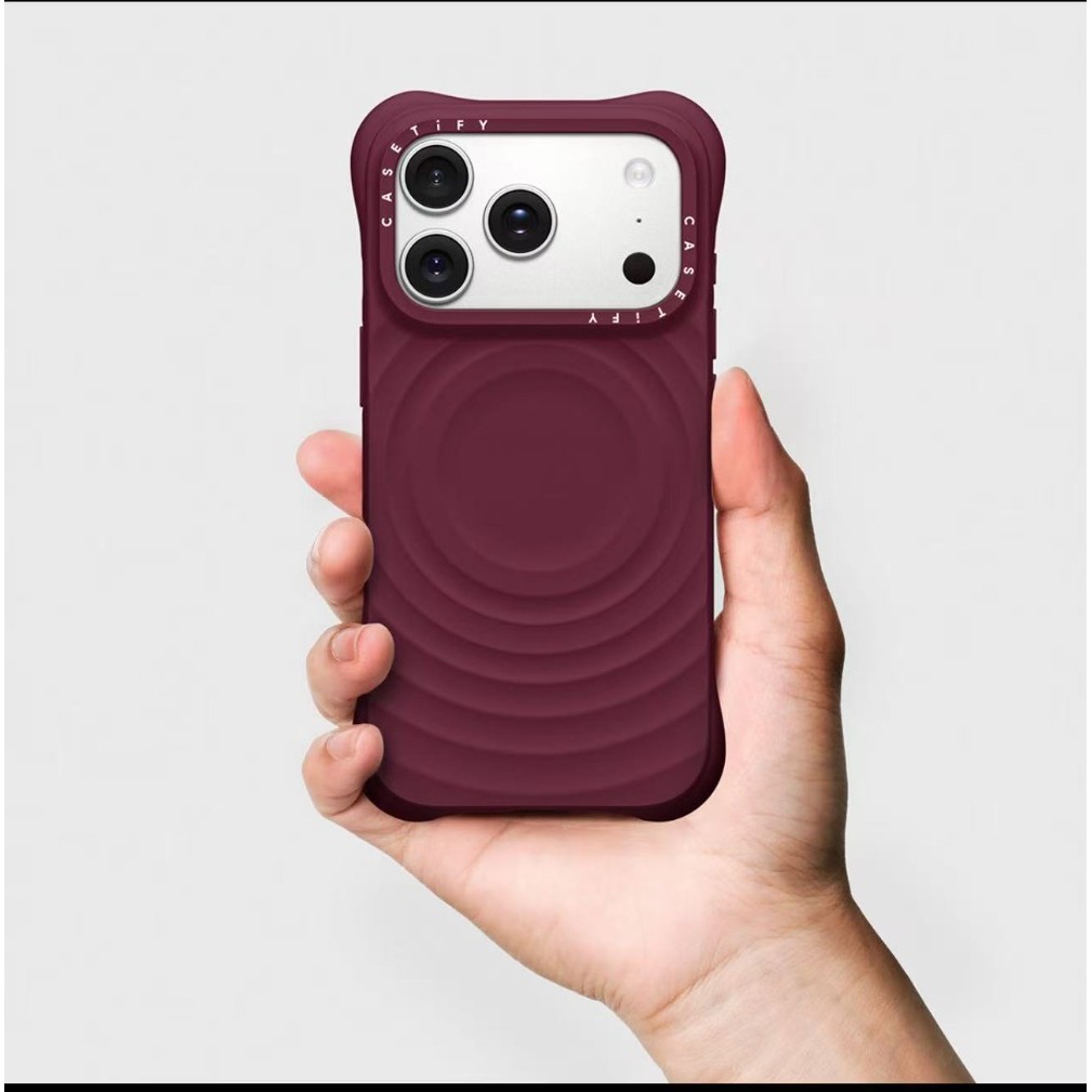 CaseTifg Mulberry Color Soft Liquid Silicone Gel Ripple Capa De Carregamento Magnético Para IPhone17 Air 16 15 14 13 Pro