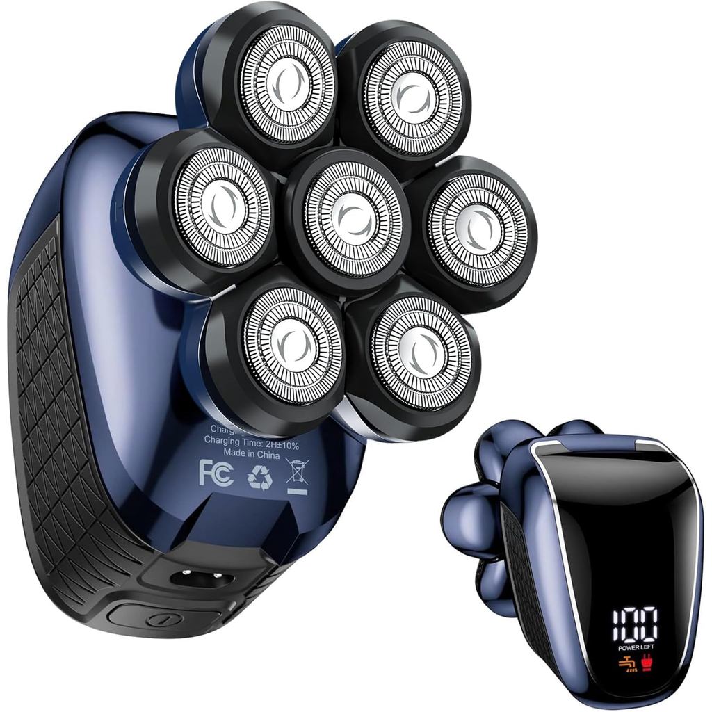 Barbeadores De Cabeça Para Homens Carecas : Navalha Elétrica 5 Em 1-Barbear Seco E Úmido À Prova D'água-Kit De Higiene Profissional Careca-R