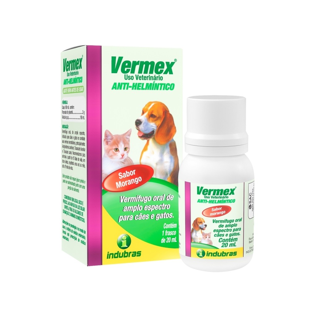 VERMÍFUGO ORAL VERMEX 20ML INDUBRAS em Oferta na Shopee