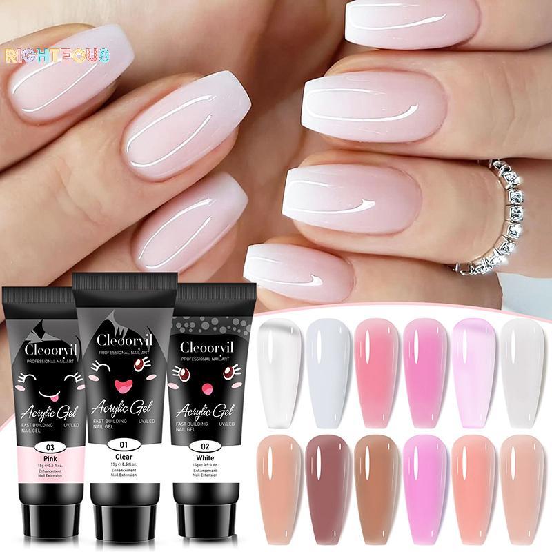 Rightrous 15ML Multicolorido Unha Polonês Gel Acrílico Extensão Cola Semi Permanente Resina Arte Cristal Do Prego Novo