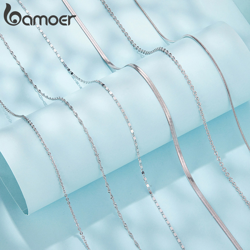 Colar Bamoer Joias De Corrente Básica Para Mulheres E Homens Com Caixa De Presente em Oferta na Shopee