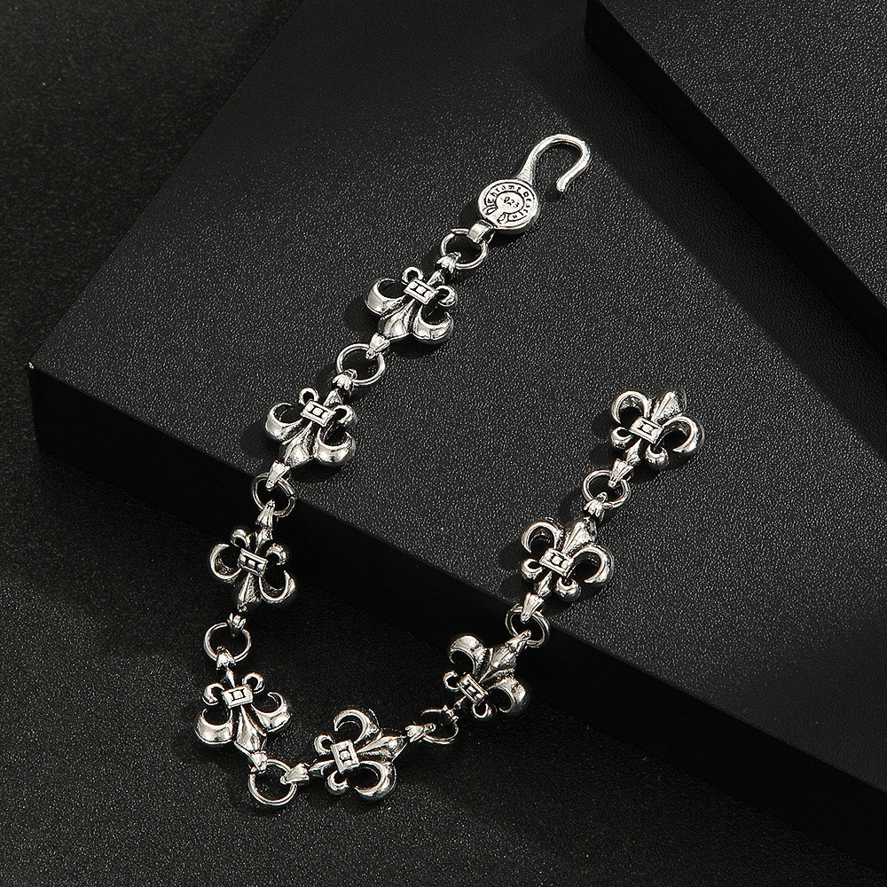 Pulseira pulseira âncora flor do exército masculino feminino pulseira europeu americano Retro casal pulseira grossa