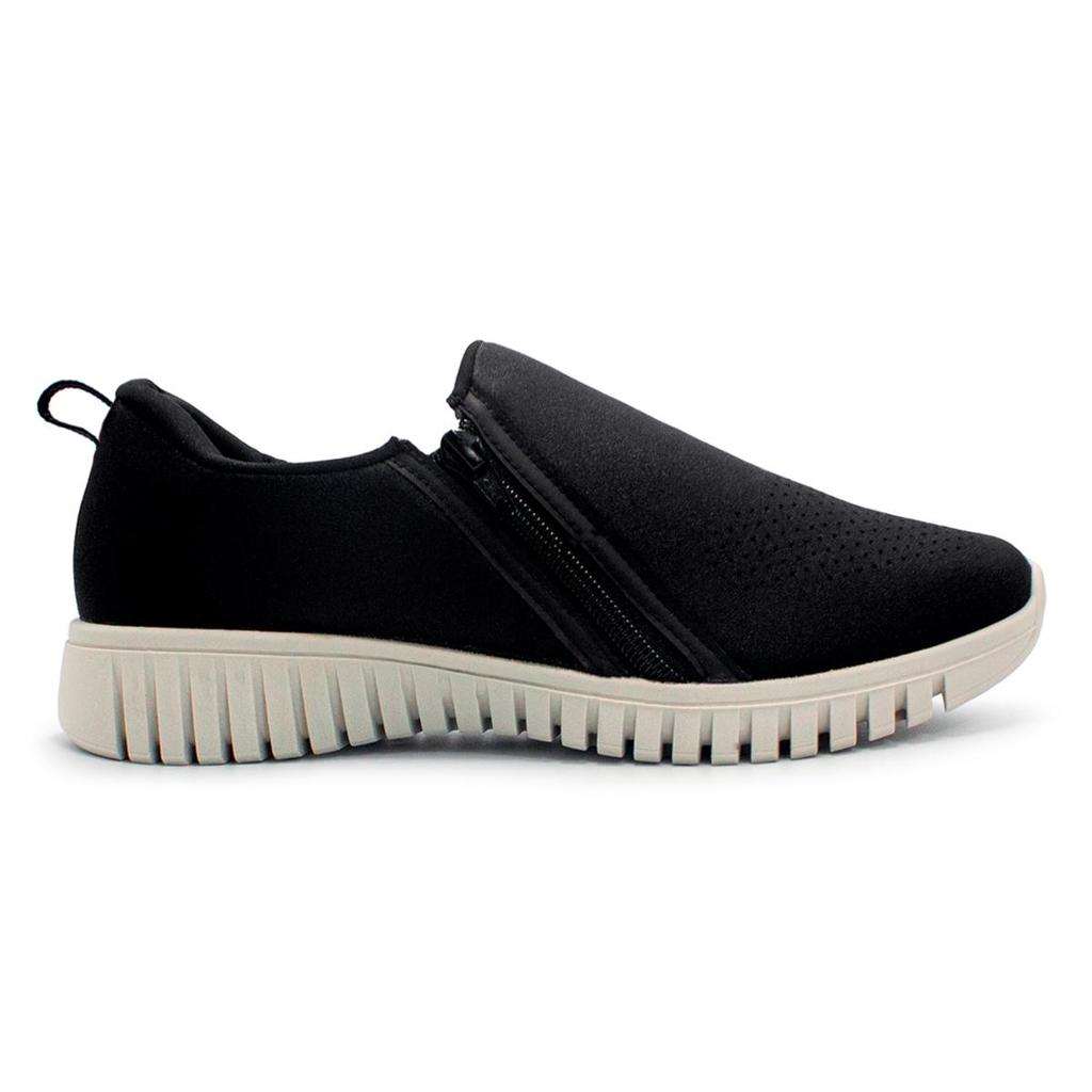 Tênis Usaflex Feminino Slip On Elastano Zíper Casual AE22039