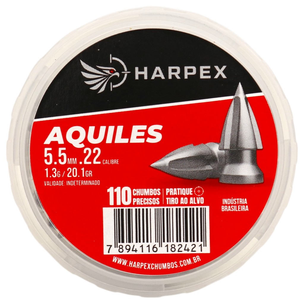 Chumbinho Harpex Aquiles Alta Perfuração 5.5mm (.22) - 110un