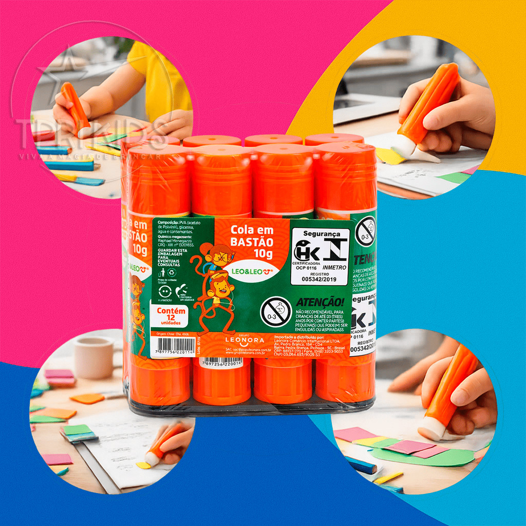 Kit 3 a 12 Colas Bastão 10g Secagem Rápida Material Escolar Lavável Fixação Forte