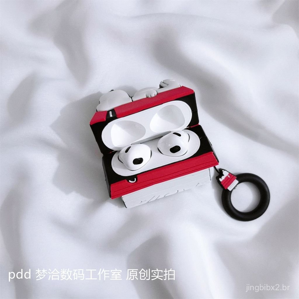 Detalhes do Capa criativa do Snoopy para AirPods 4/Pro 3, adequada para fones de ouvido da 1ª/2ª geração, capa protetora fofa.