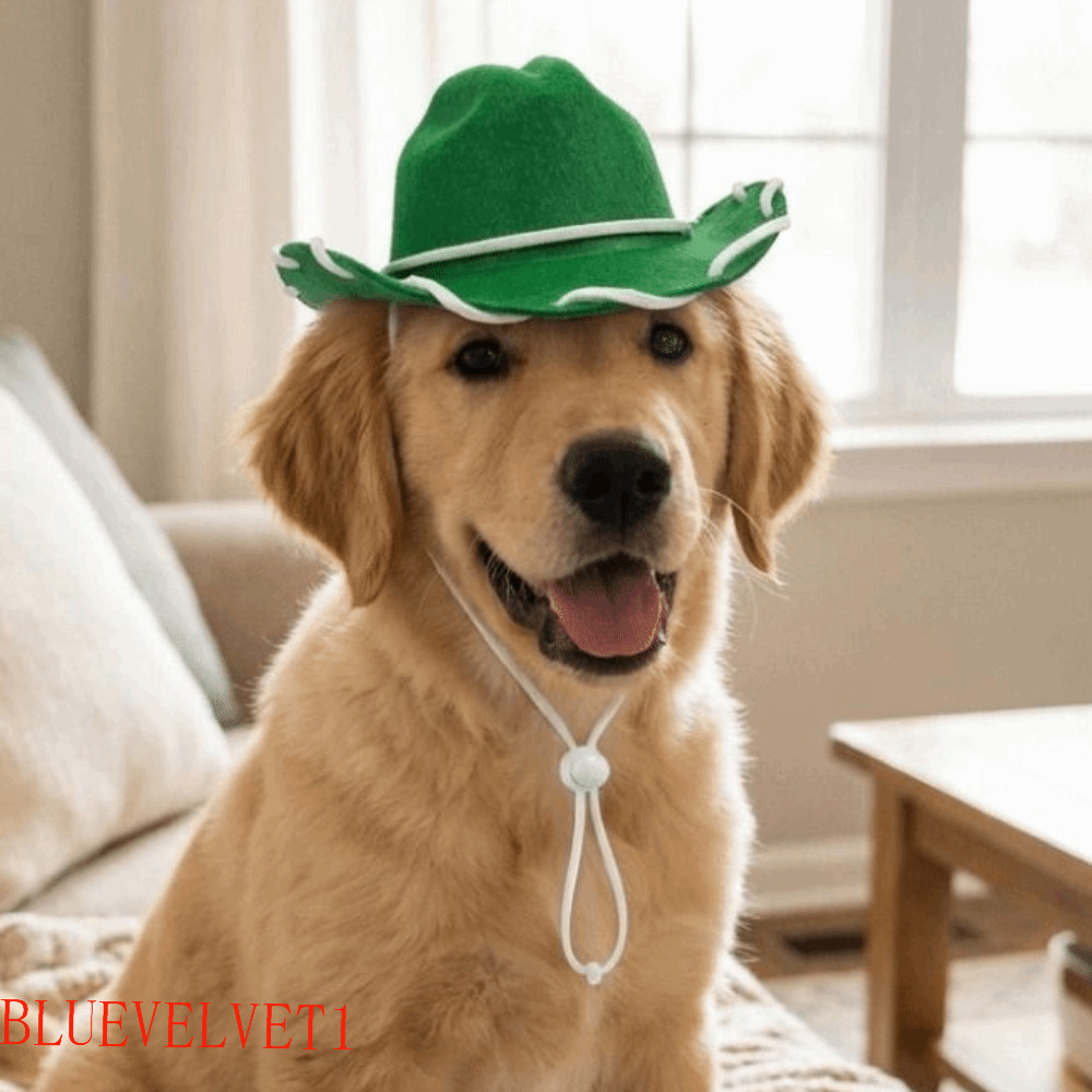BLUEVELVET1 Chapéu De Sol Para Cães De Estimação , Cowboy Com Ajuste Seguro Costurado À Mão , Chapéus Ajustáveis Animais