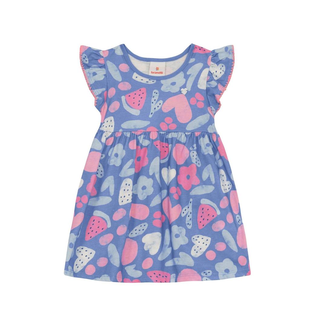 Vestido infantil menina de flores Brandili -Azul em Oferta na Shopee