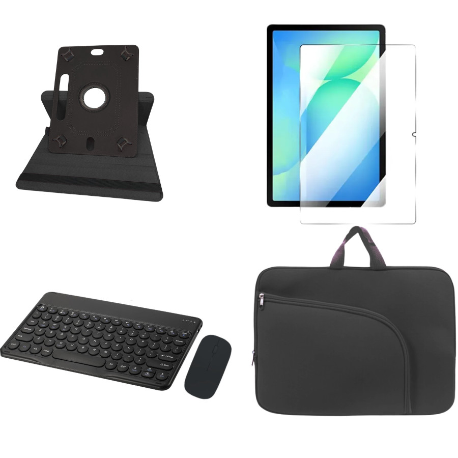 Kit Completo p/ Tablet Samsung Galaxy Tab S10 FE - Teclado, Mouse, Capa e Bolsa