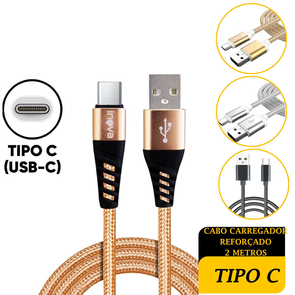 Cabo Carregador Tipo C Xiaomi 2 Metros Reforçado Original Premium