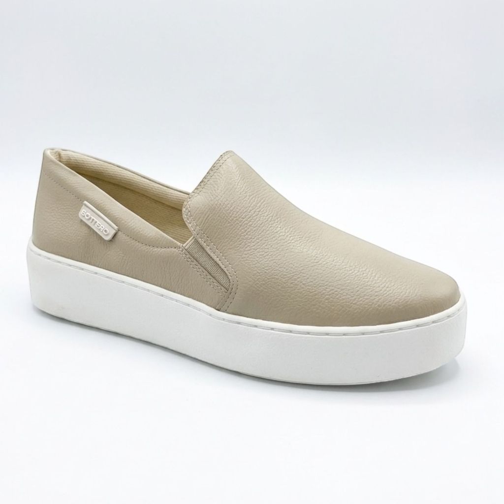 Tênis Slip On Couro Napa Marfim Bottero 348902