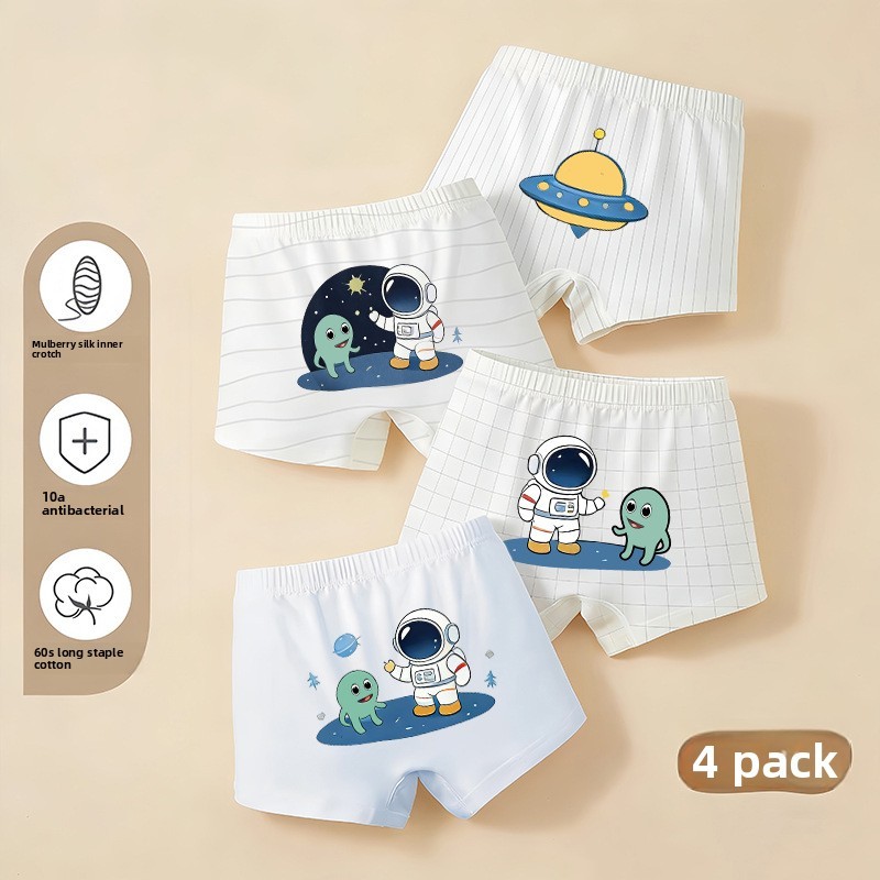 4 peças-meninos roupa interior de algodão puro meninos bebê boxer Shorts cuecas boxer infantis