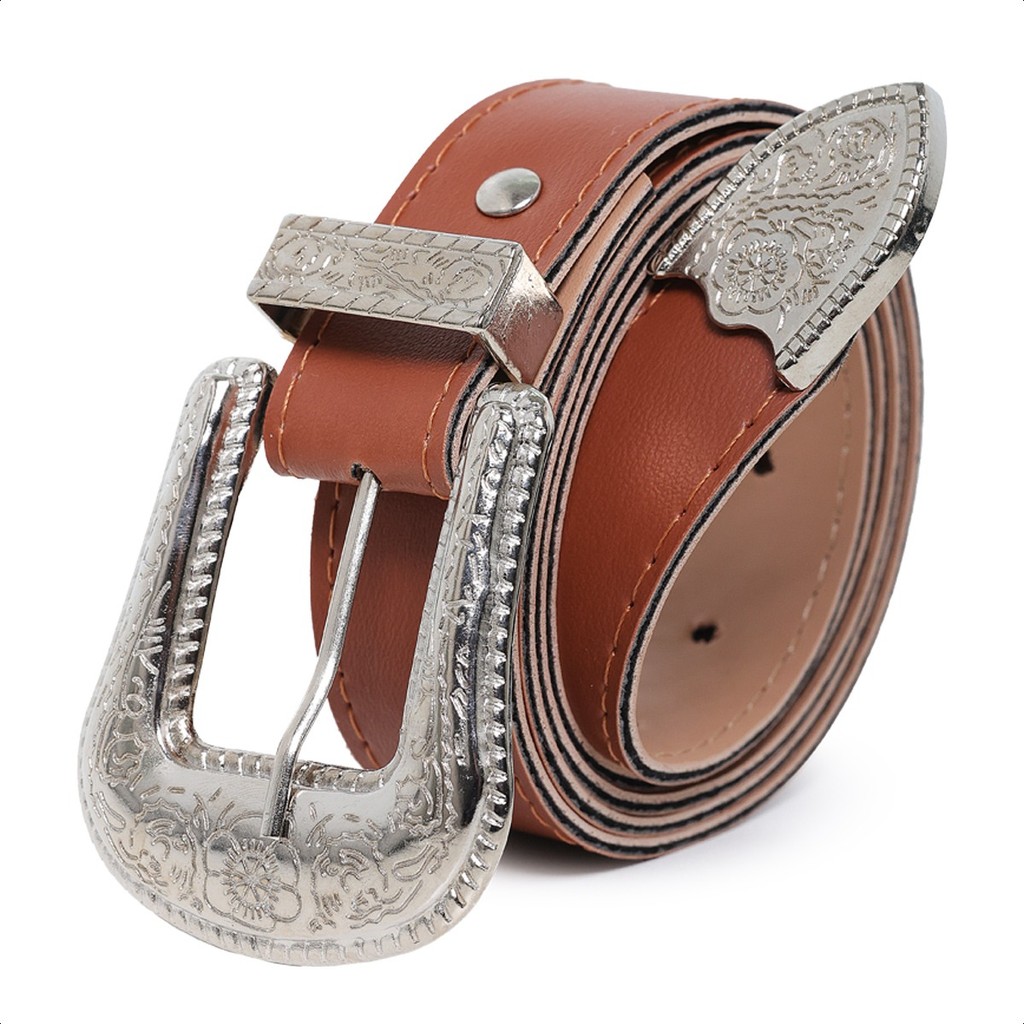 Cinto Feminino Fashion Country Chic Fivela Metal Trabalhada Brilho Liso Envio Rápido