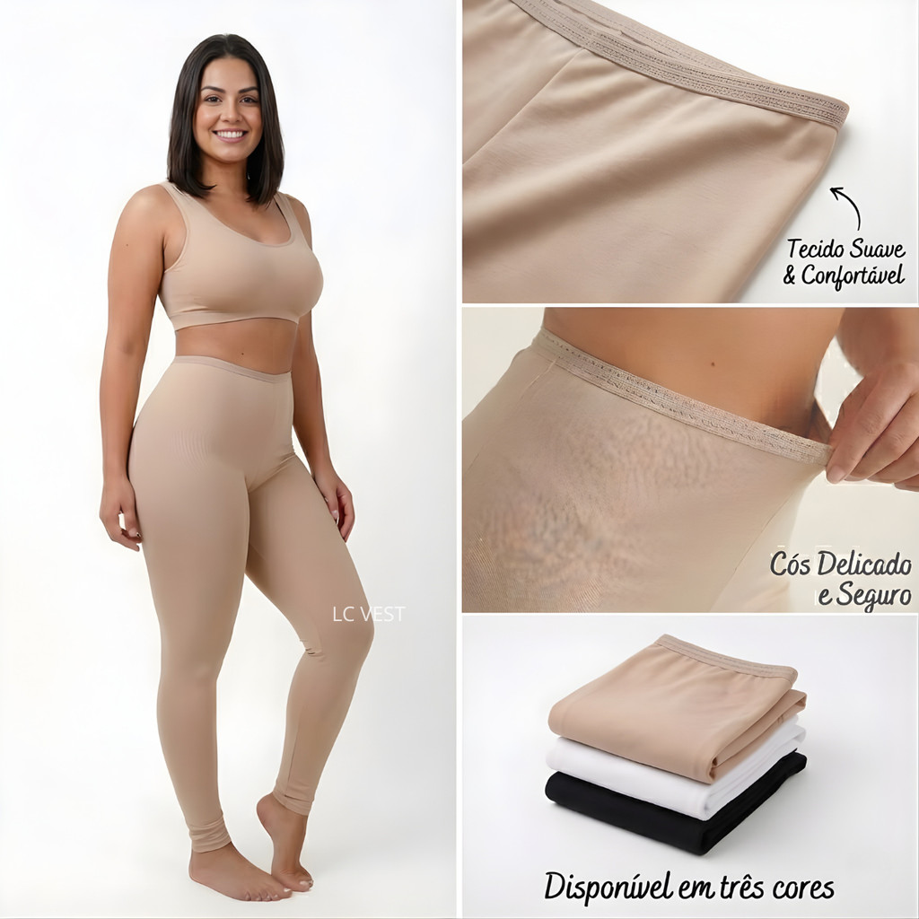 Calça Anágua Feminina Segunda Pele Anti Atrito Não Marca Evita Transparência Conforto Diário