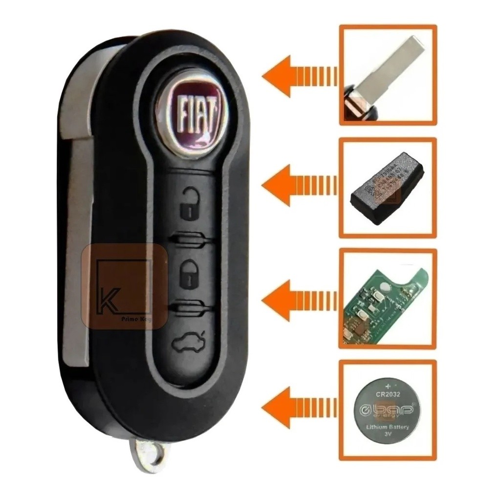 Chave Canivete Fiat Positron Uno Palio Stilo Strada Chip T19 - 3 BOTÃO