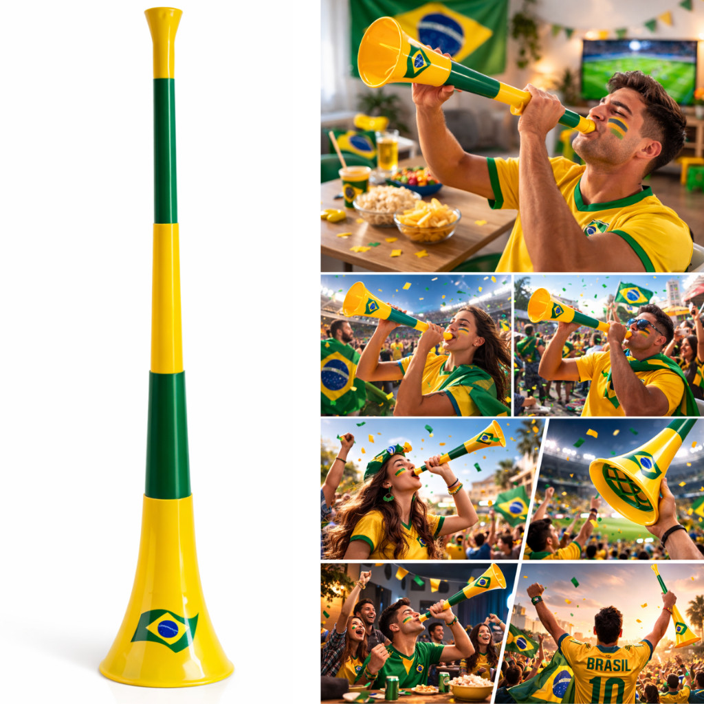 Corneta De Assopro Grande Vuvuzela Jogo Brasil Copa 2026 Brasil Verde Amarelo Copa do Mundo