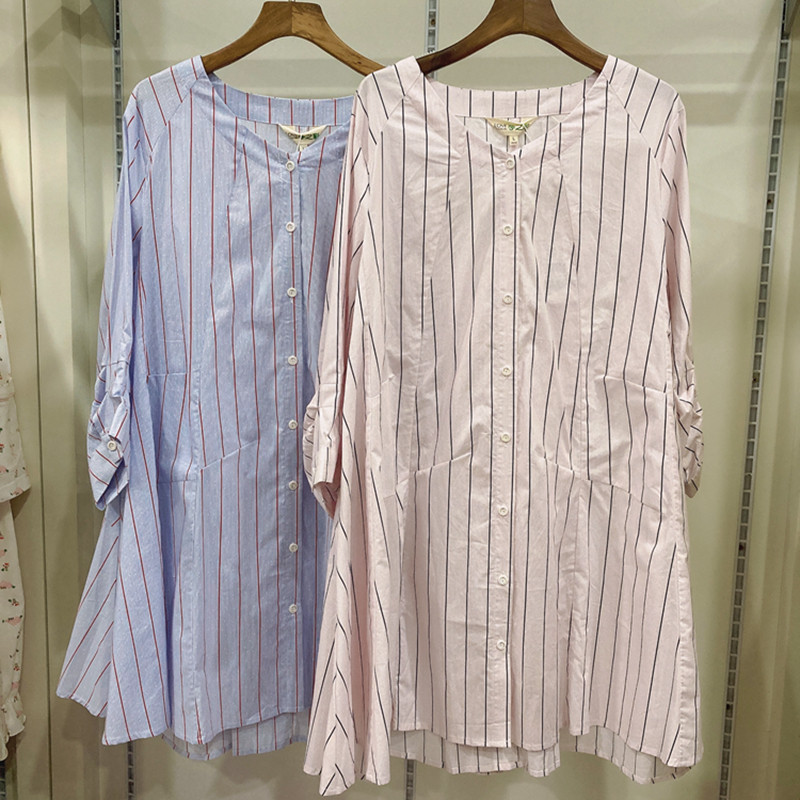 Cor grávida estilo primavera roupa de maternidade manga média algodão puro solto camisa de maternidade longo topo OL Out