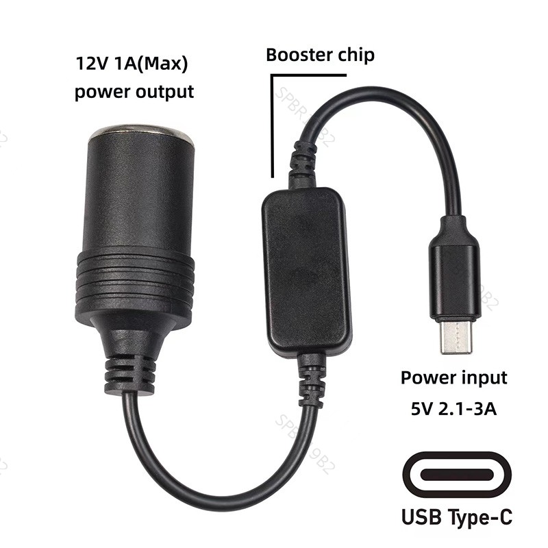 Adaptador USB Type C 5V A 12V Para Conversor De Soquete De Isqueiro De Cabo De Alimentação De Carro BR19B2