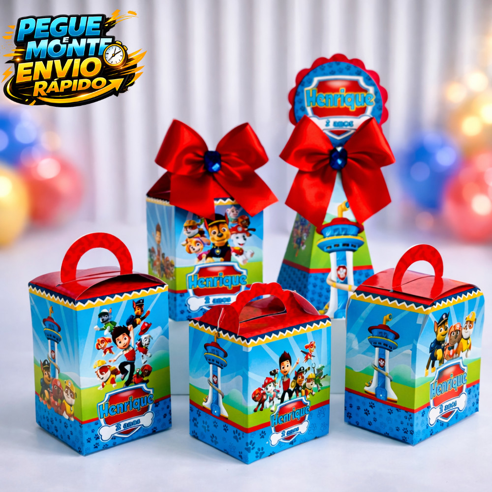 Kit Caixas Patrulha Canina Personalizada PEGUE E MONTE / Lembrancinha de Festa /Aniversário