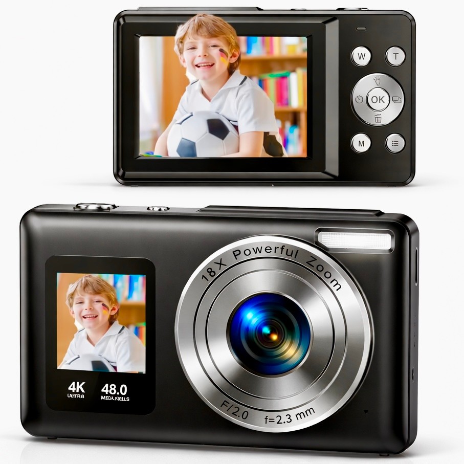 Câmera Digital 4K 48MP Profissional Foco Automático Tela De Selfie Zoom 16X Compacta Sensor Alta Definição Original